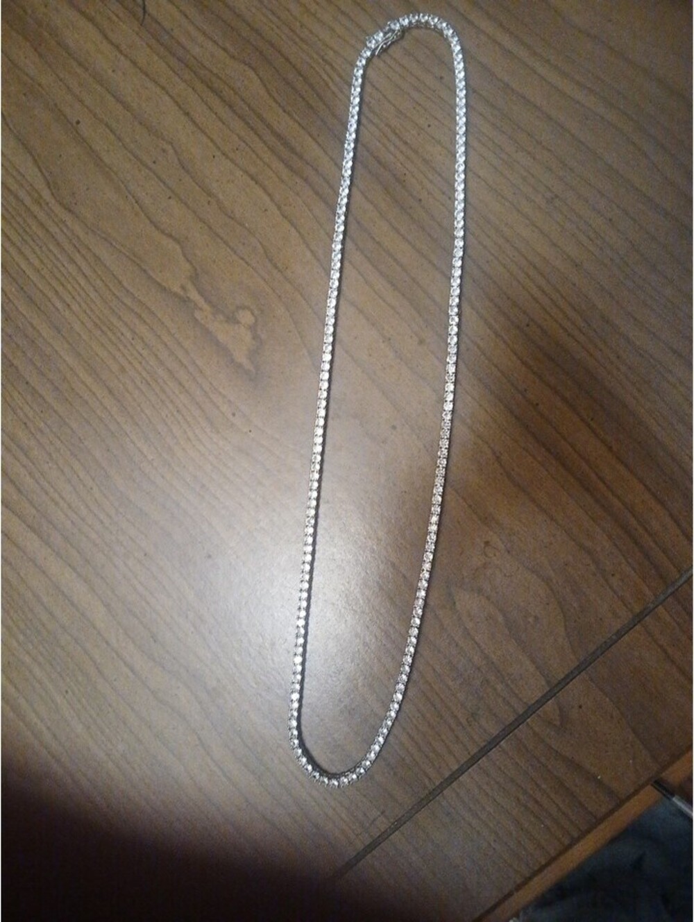 Silver Tone Tennis Necklace, Round Clear Crystal Prong Set Stones 22 Inch Baller